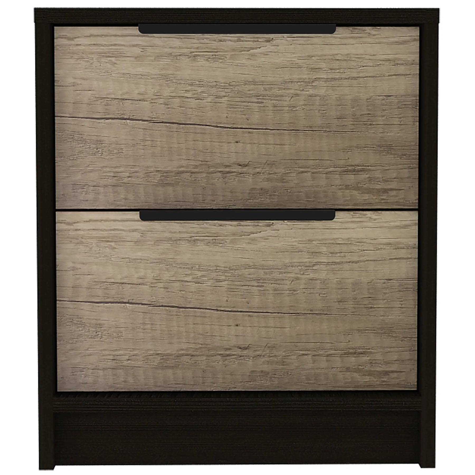 Black Open Compartment Two Drawer Nightstand — view 2
