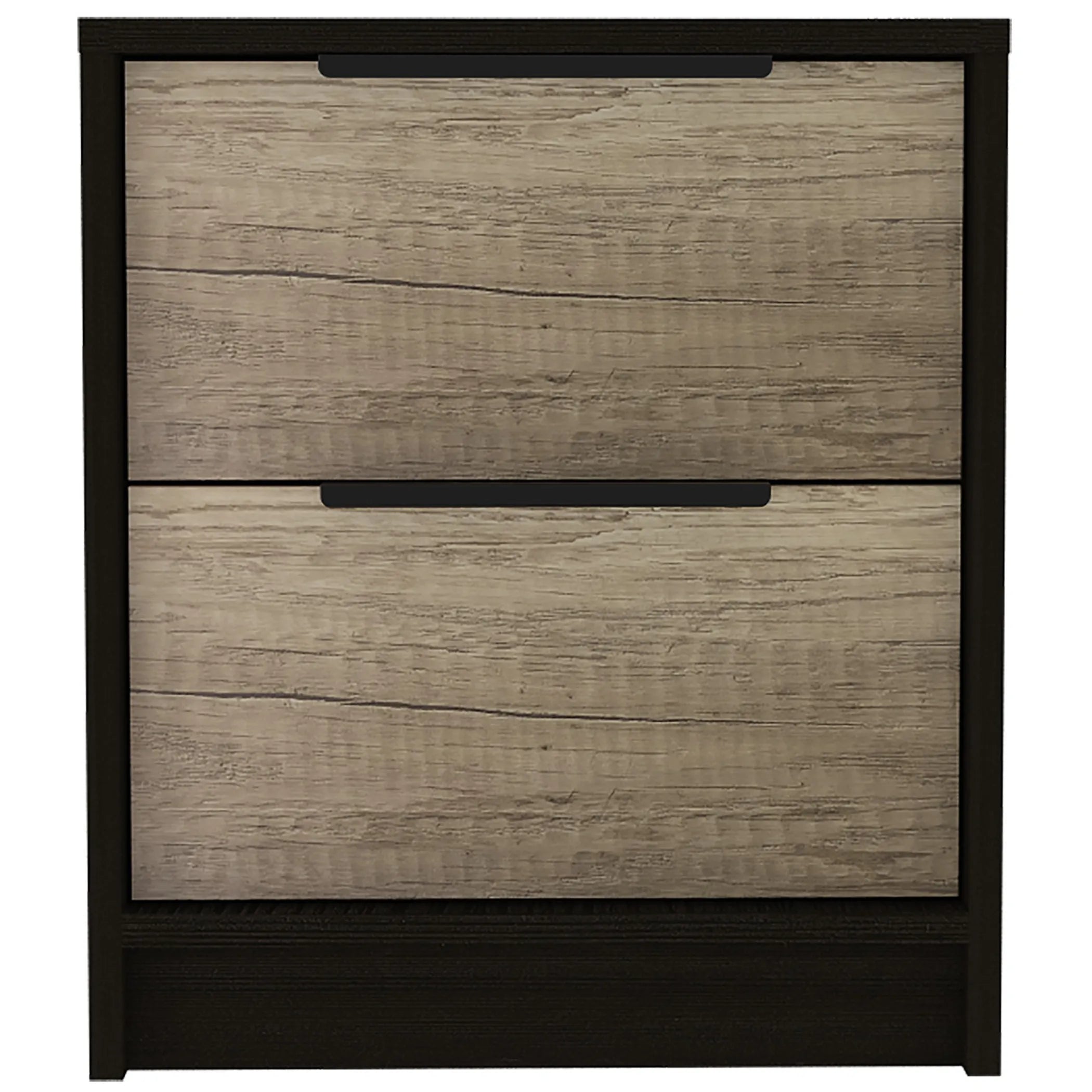 Black Open Compartment Two Drawer Nightstand — view 2