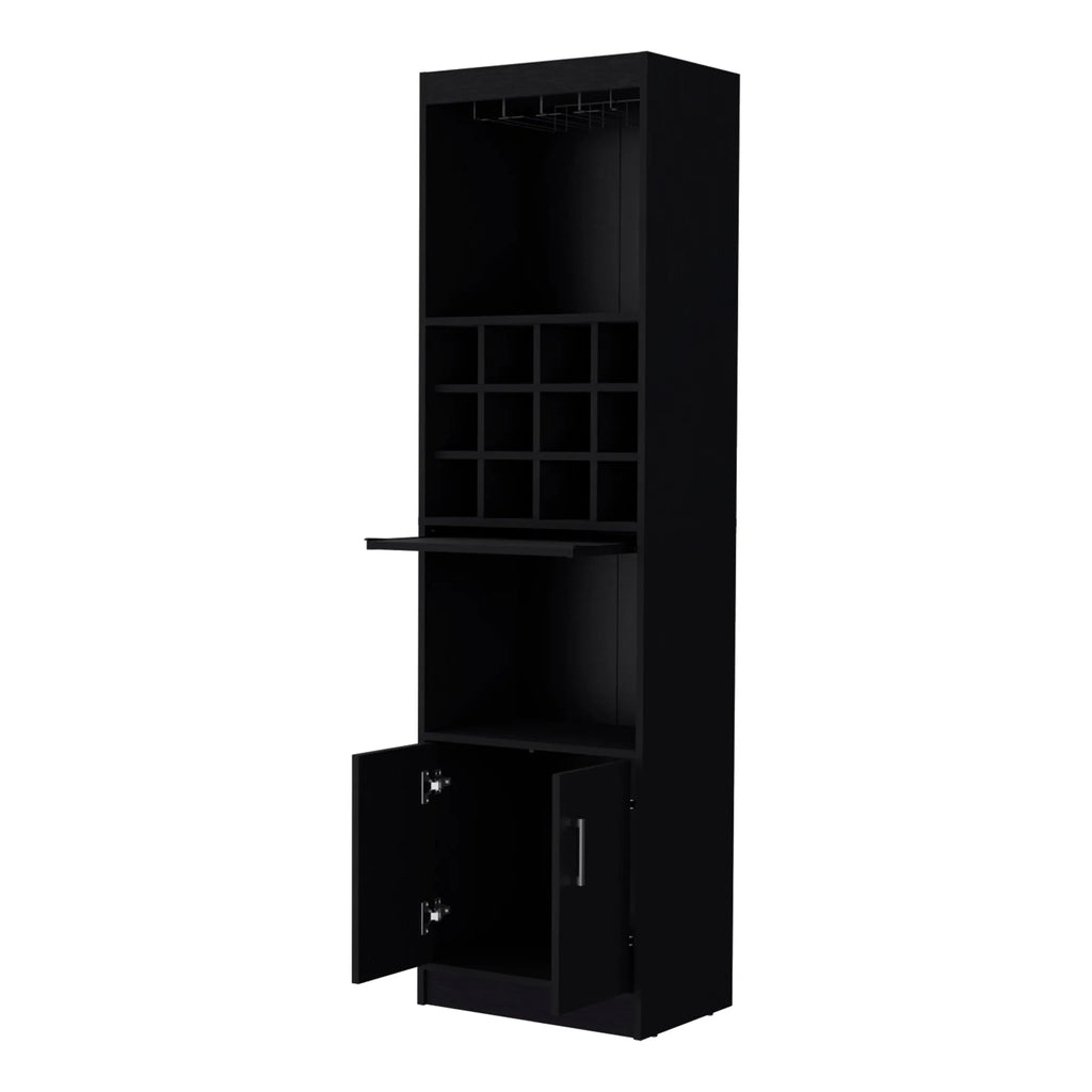 71″ Black Wood Bar Cabinet With Two Doors — view 3