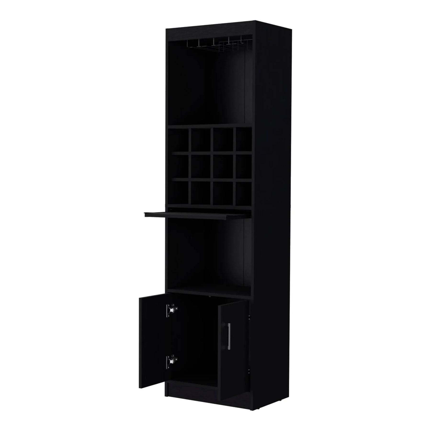 71″ Black Wood Bar Cabinet With Two Doors — view 3