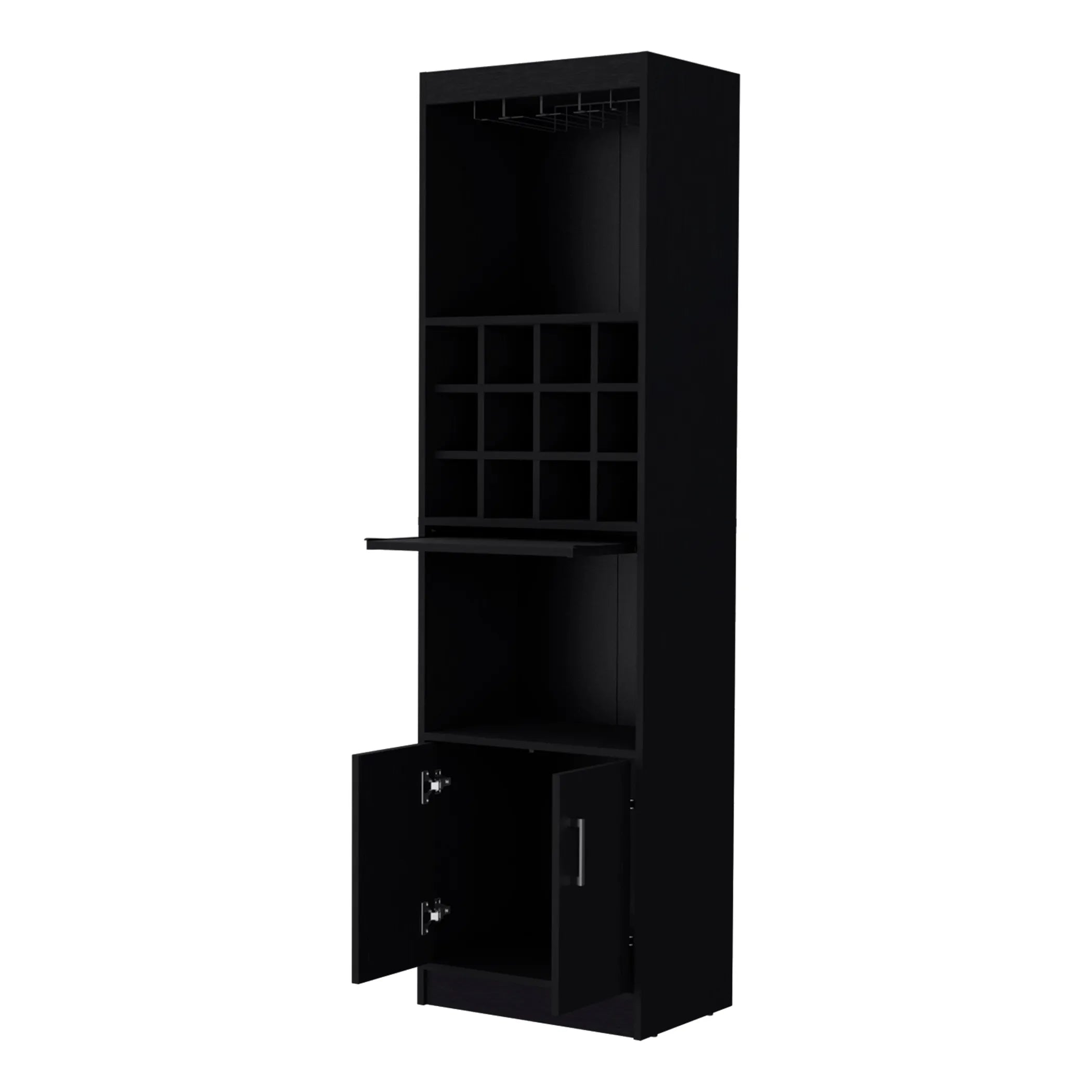 71″ Black Wood Bar Cabinet With Two Doors — view 3