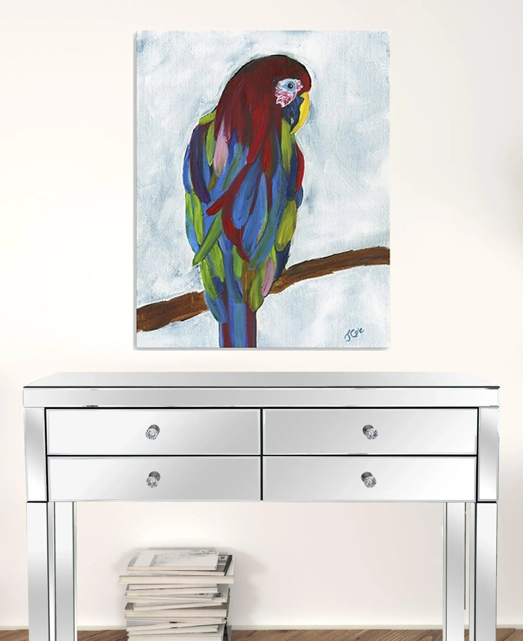 Large Bright and Tropical Parrot Canvas Wall Art — view 2