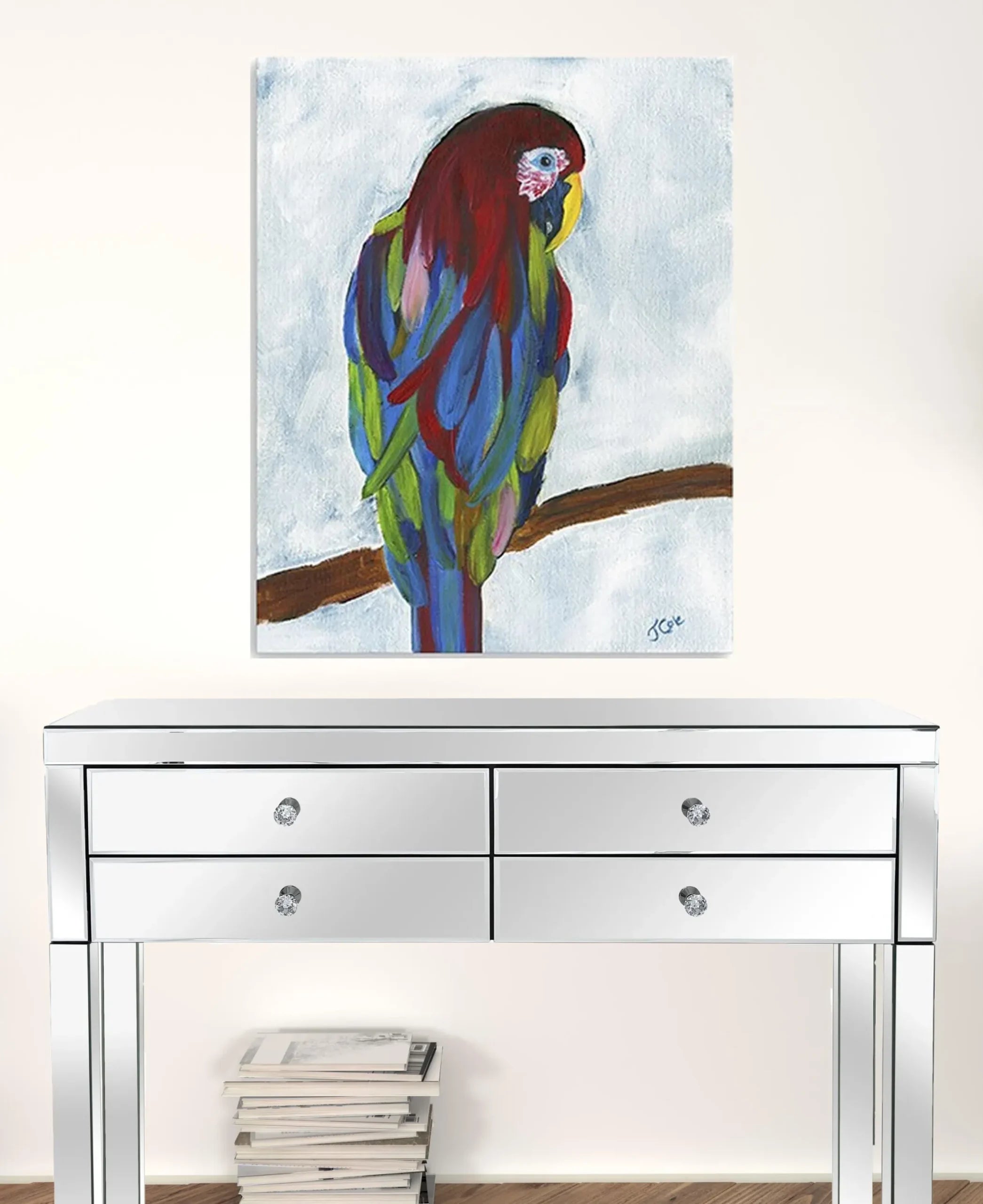 Large Bright and Tropical Parrot Canvas Wall Art — view 2