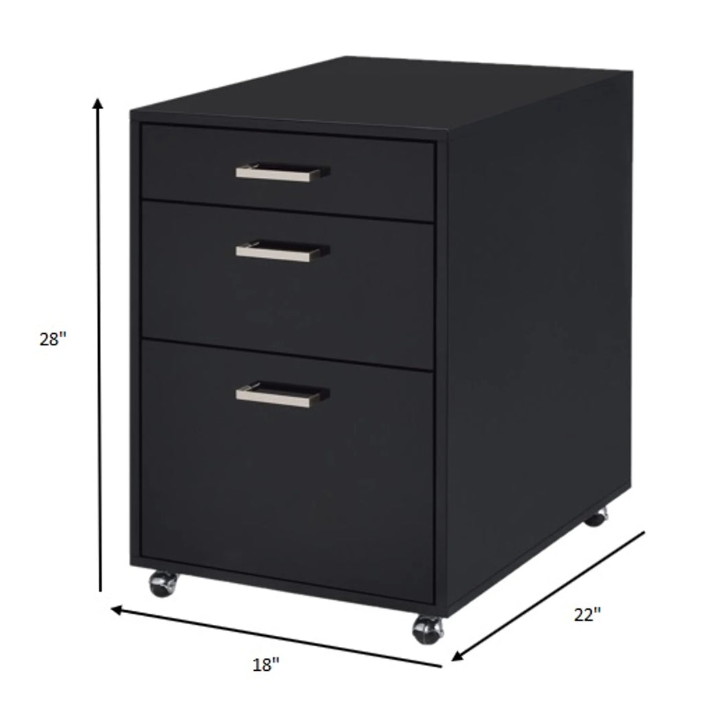18″ Black Standard Accent Cabinet With Three Drawers — view 4