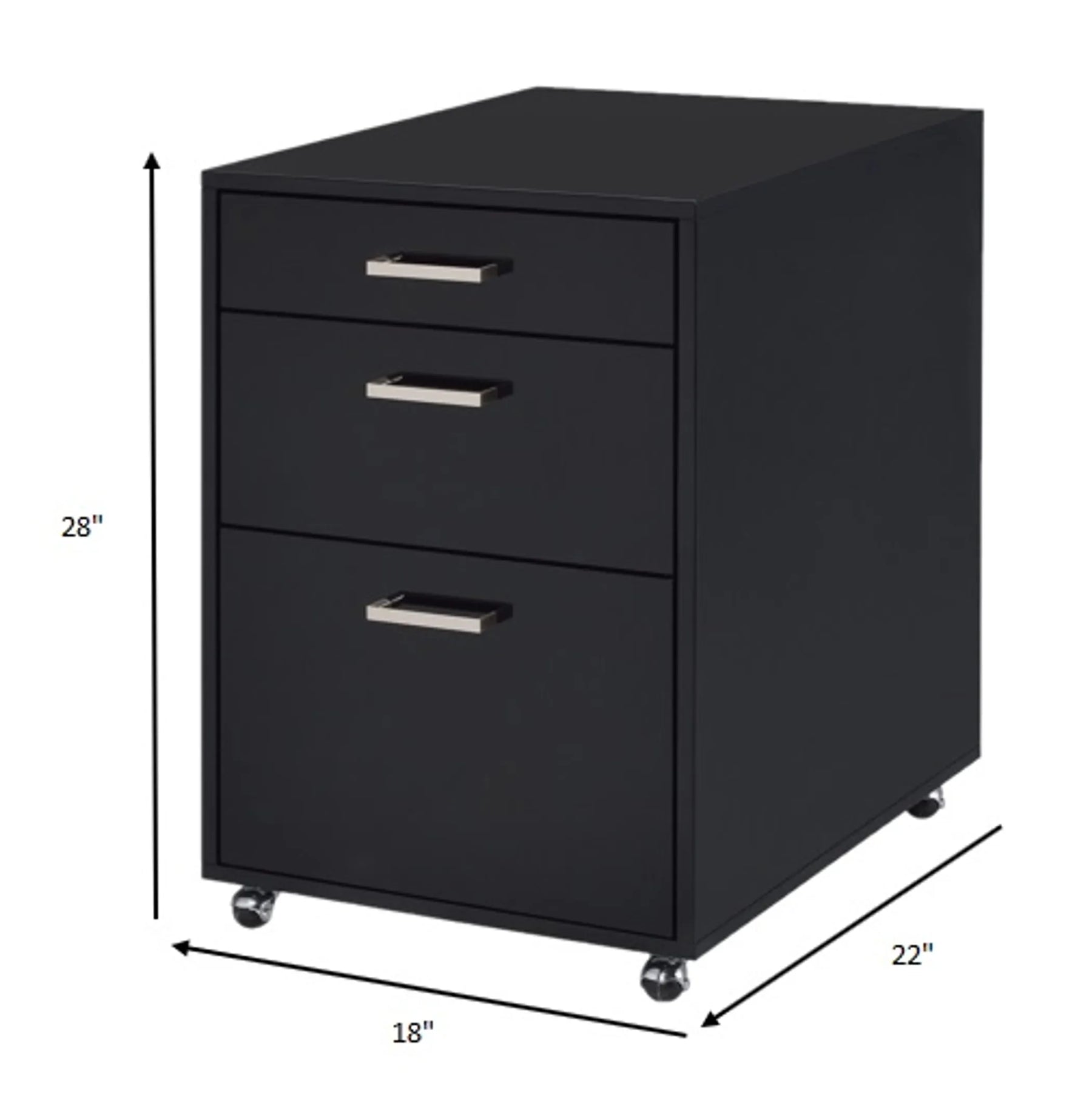 18″ Black Standard Accent Cabinet With Three Drawers — view 4