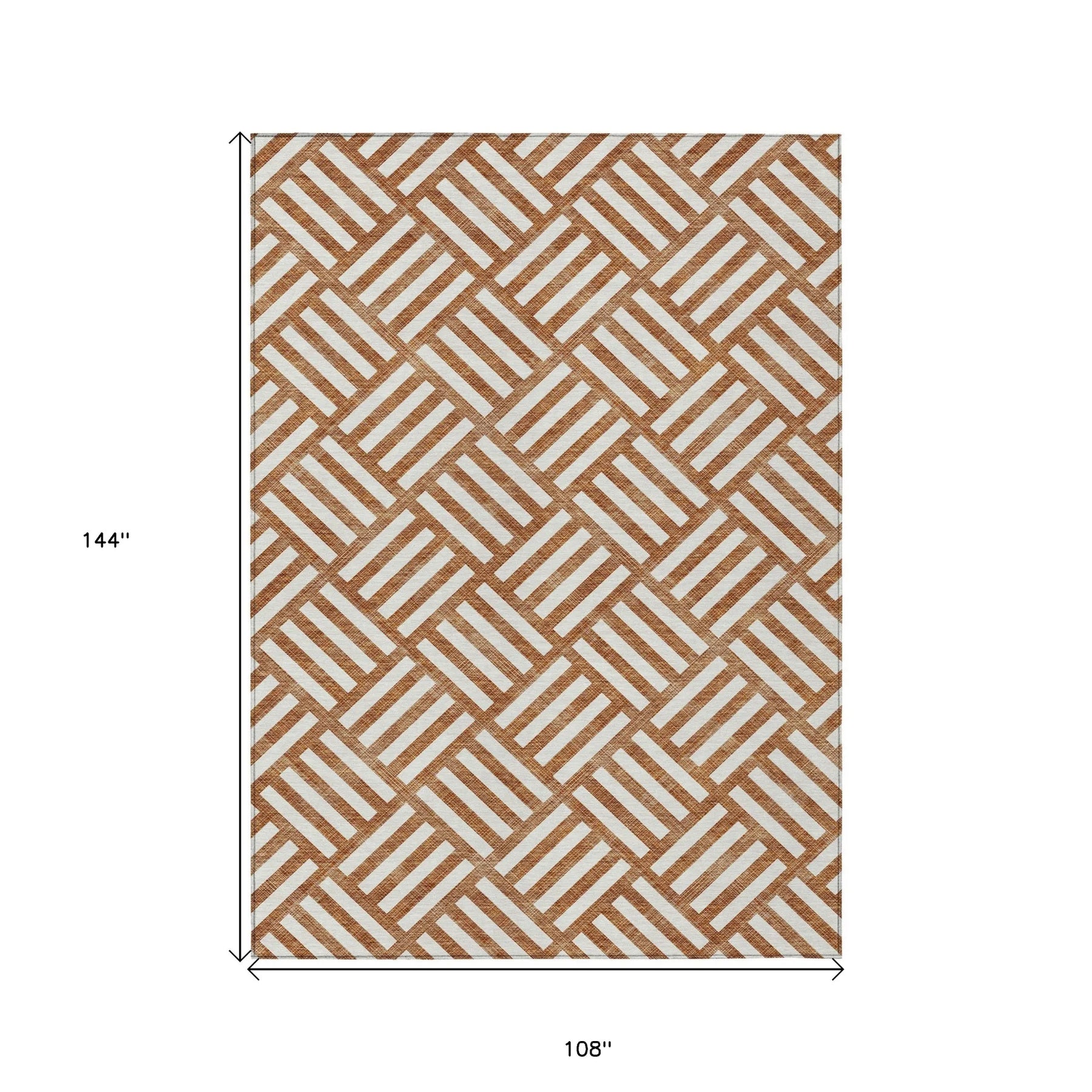 9′ X 12′ Orange And Ivory Geometric Washable Indoor Outdoor Area Rug — view 3