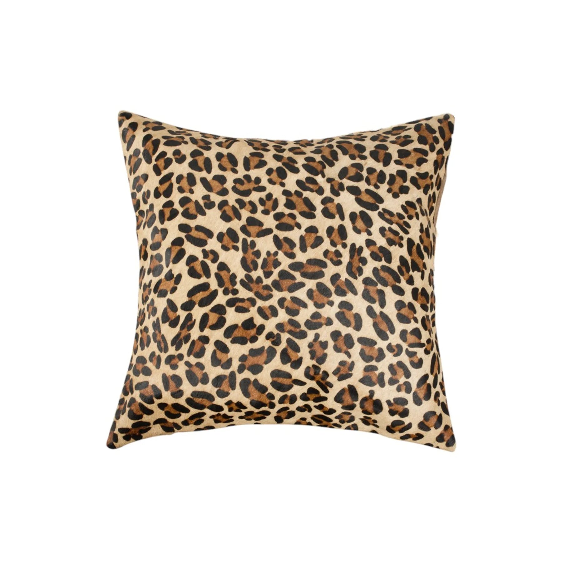 Set of Two 18″ Brown and Black Leopard Cowhide Throw Pillows — view 3