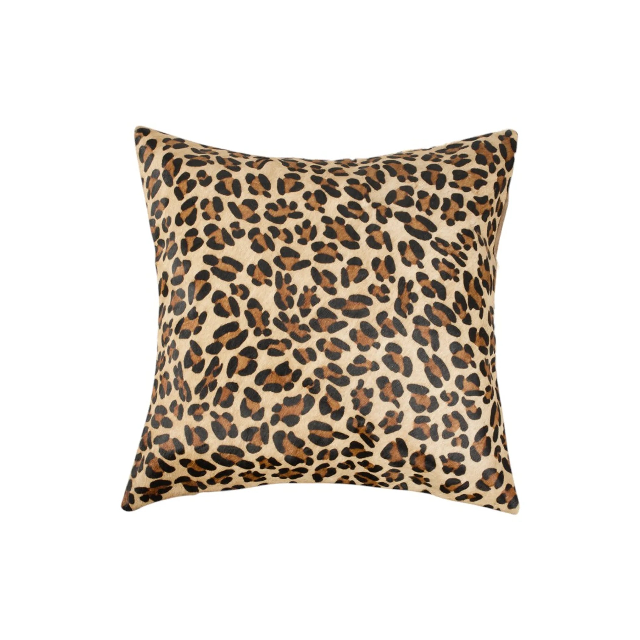 Set of Two 18″ Brown and Black Leopard Cowhide Throw Pillows — view 3