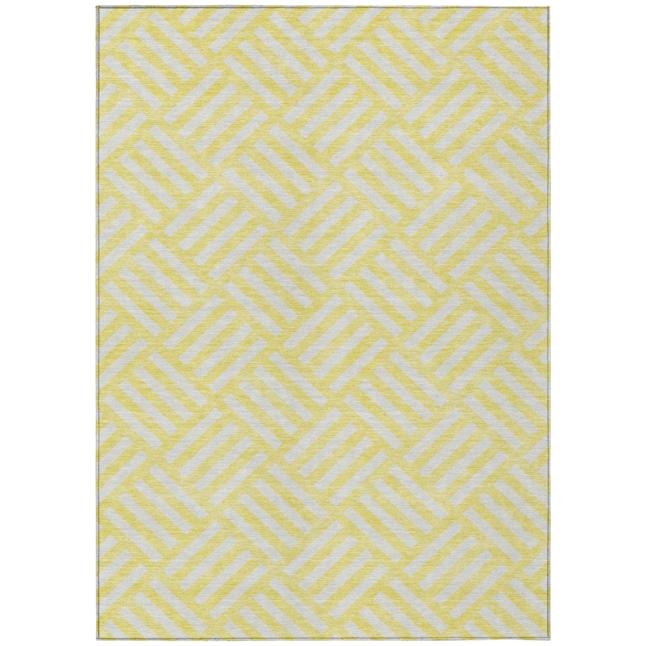 9′ X 12′ Yellow And Ivory Geometric Washable Indoor Outdoor Area Rug — view 2