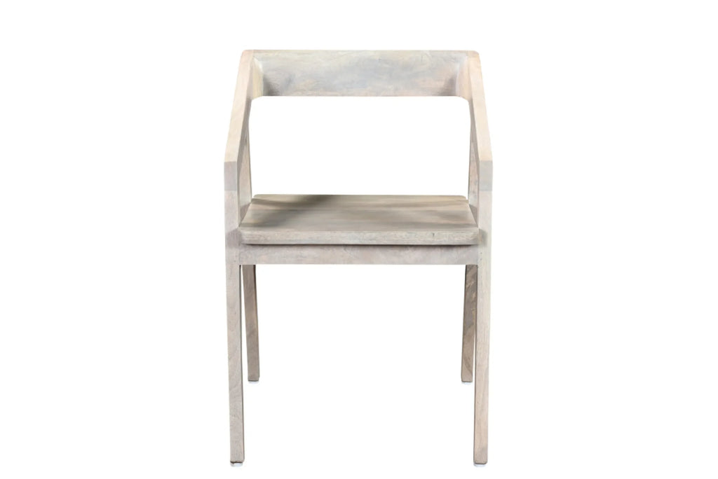 White Solid Wood Open Back Dining Arm Chair — view 3