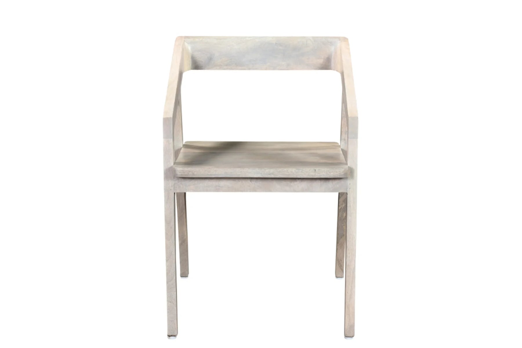 White Solid Wood Open Back Dining Arm Chair — view 3