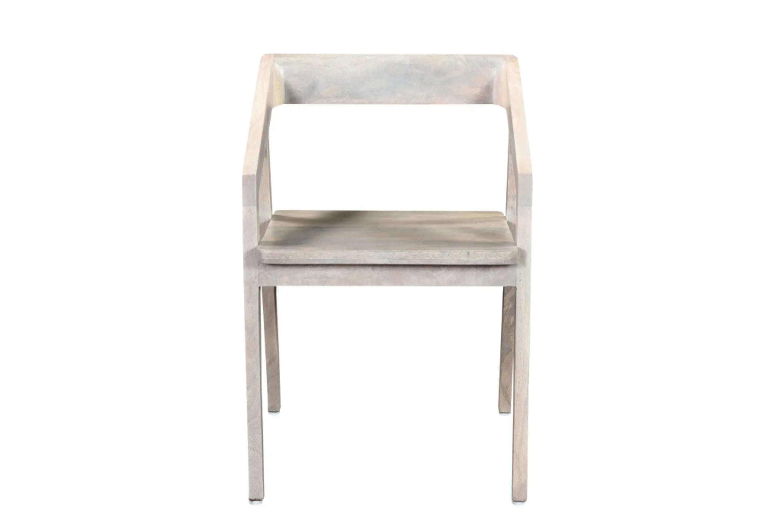 White Solid Wood Open Back Dining Arm Chair — view 3