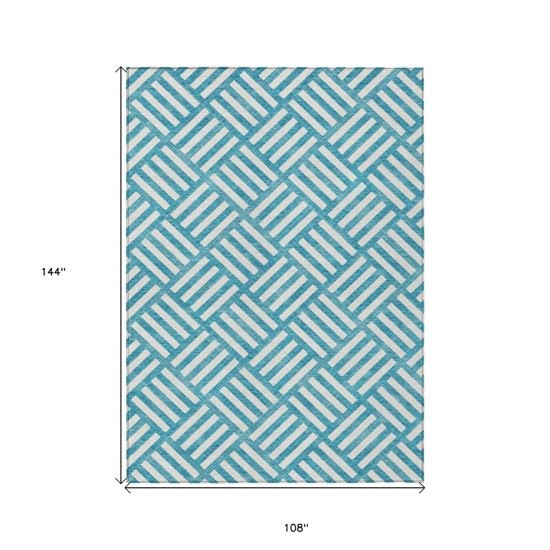 9′ X 12′ Teal Blue And Ivory Geometric Washable Indoor Outdoor Area Rug — view 3