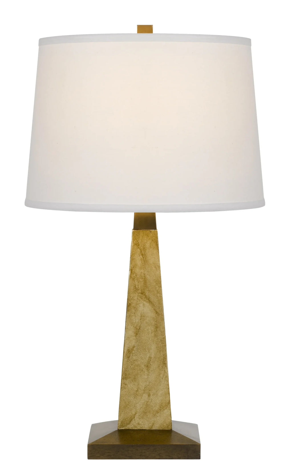 28″ Brown Table Lamp With Off White Empire Shade