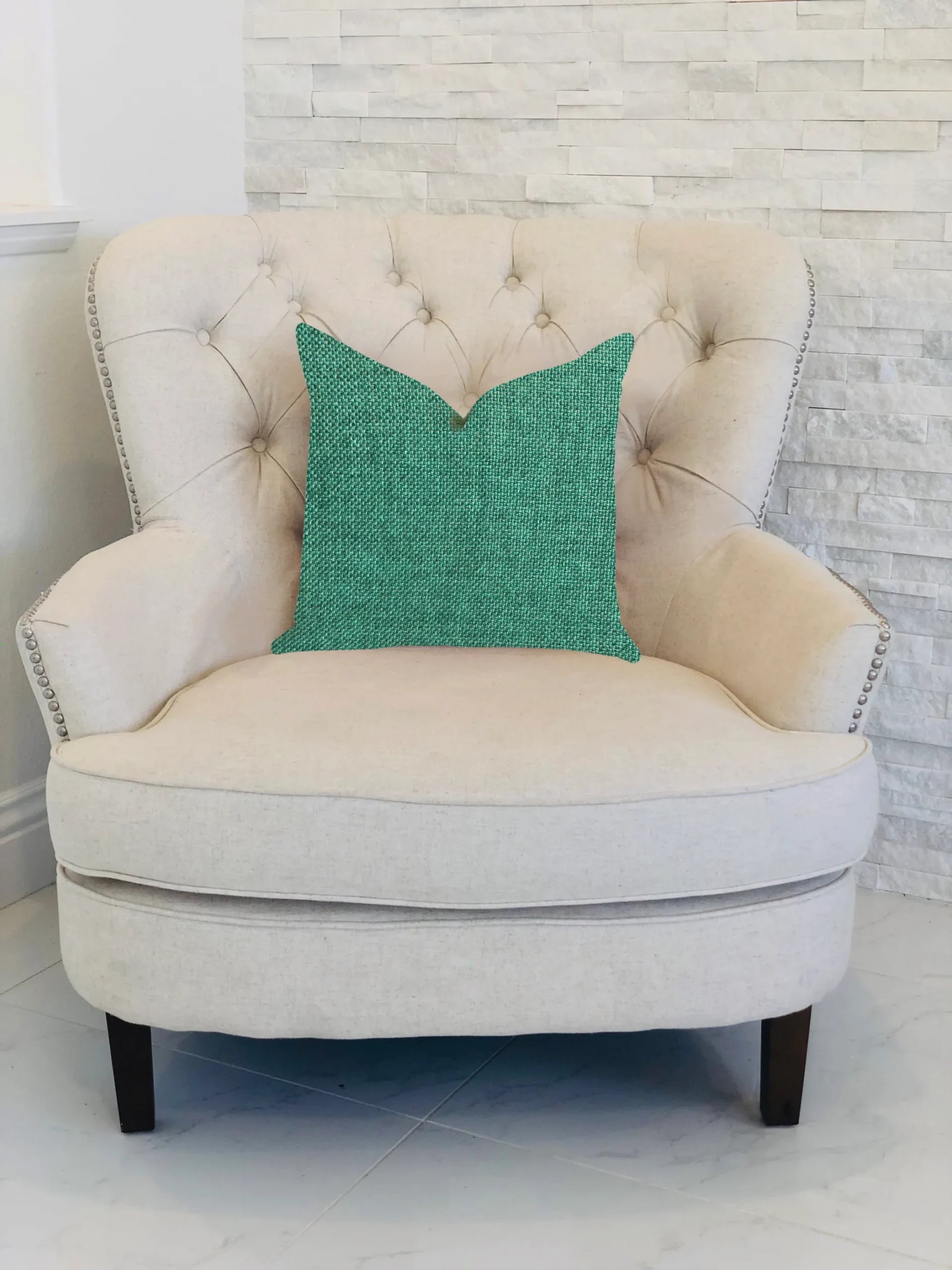 Plutus Grass Seed Luxury Throw Pillow in Green — view 2