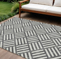 10′ X 14′ Black And Ivory Geometric Washable Indoor Outdoor Area Rug