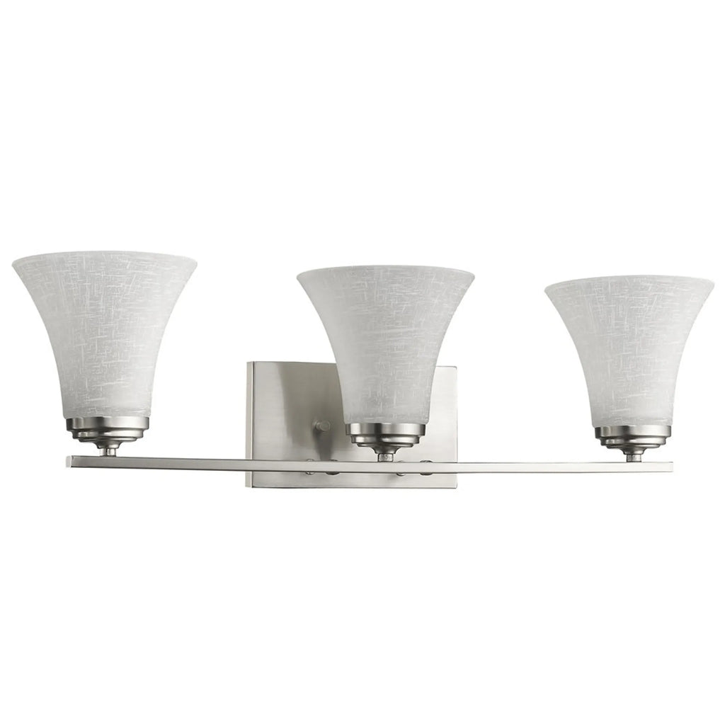 Three Light Silver Wall Light with Tapered Glass Shade — view 2