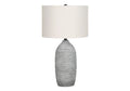27″ Gray Cylinder Table Lamp With Ivory Drum Shade