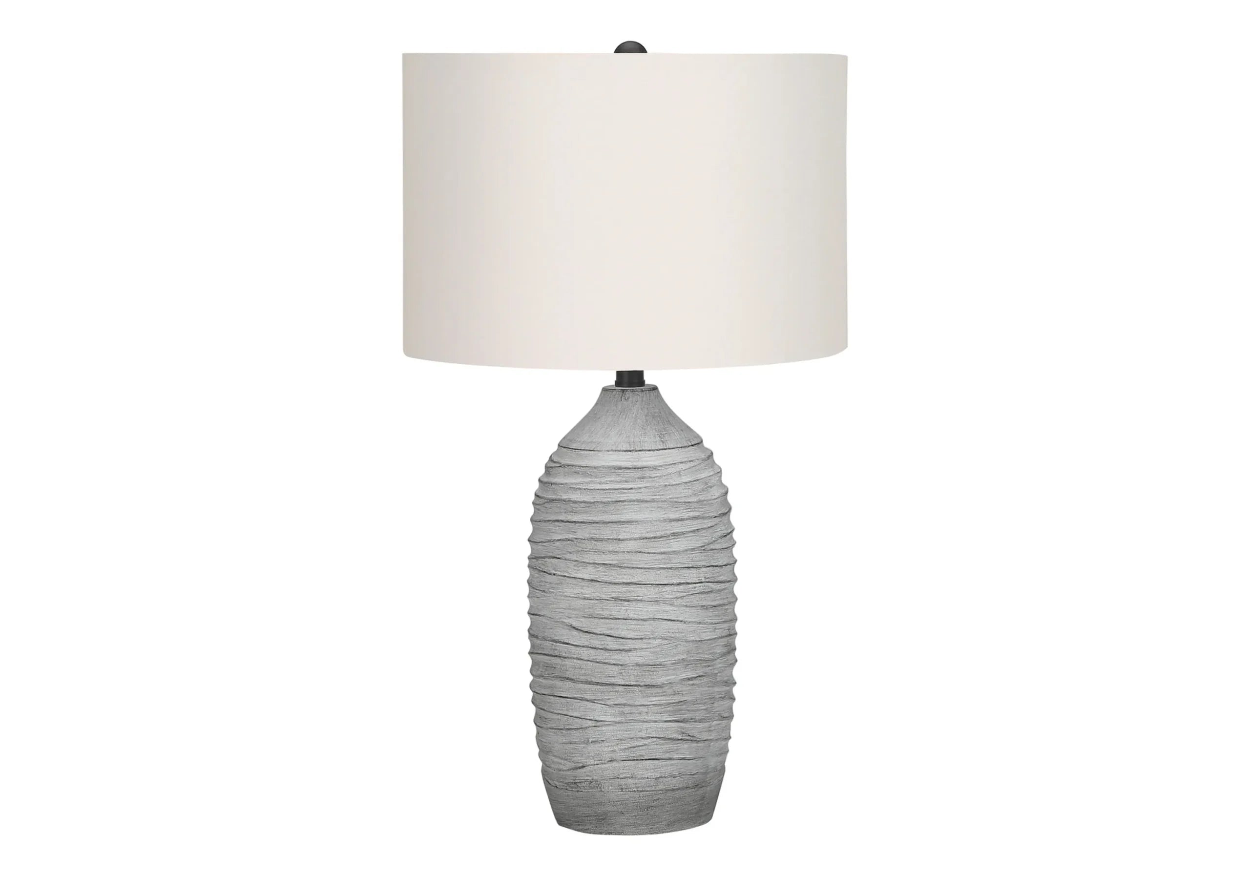 27″ Gray Cylinder Table Lamp With Ivory Drum Shade