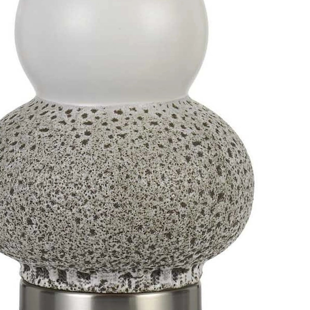 Set Of Two 24″ Silver Metal Two Light Desk Table Lamps With White Globe Shade — view 4