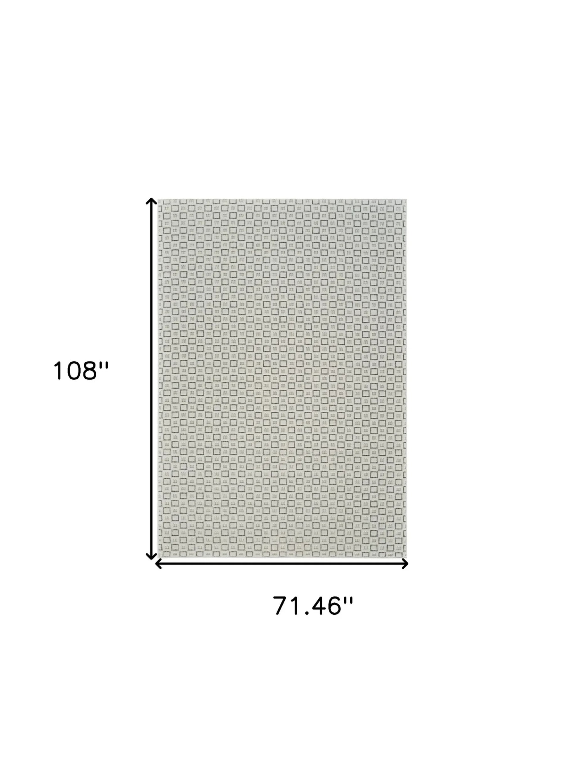 6′ X 9′ Cream and Beige Geometric Distressed Indoor Outdoor Area Rug — view 3