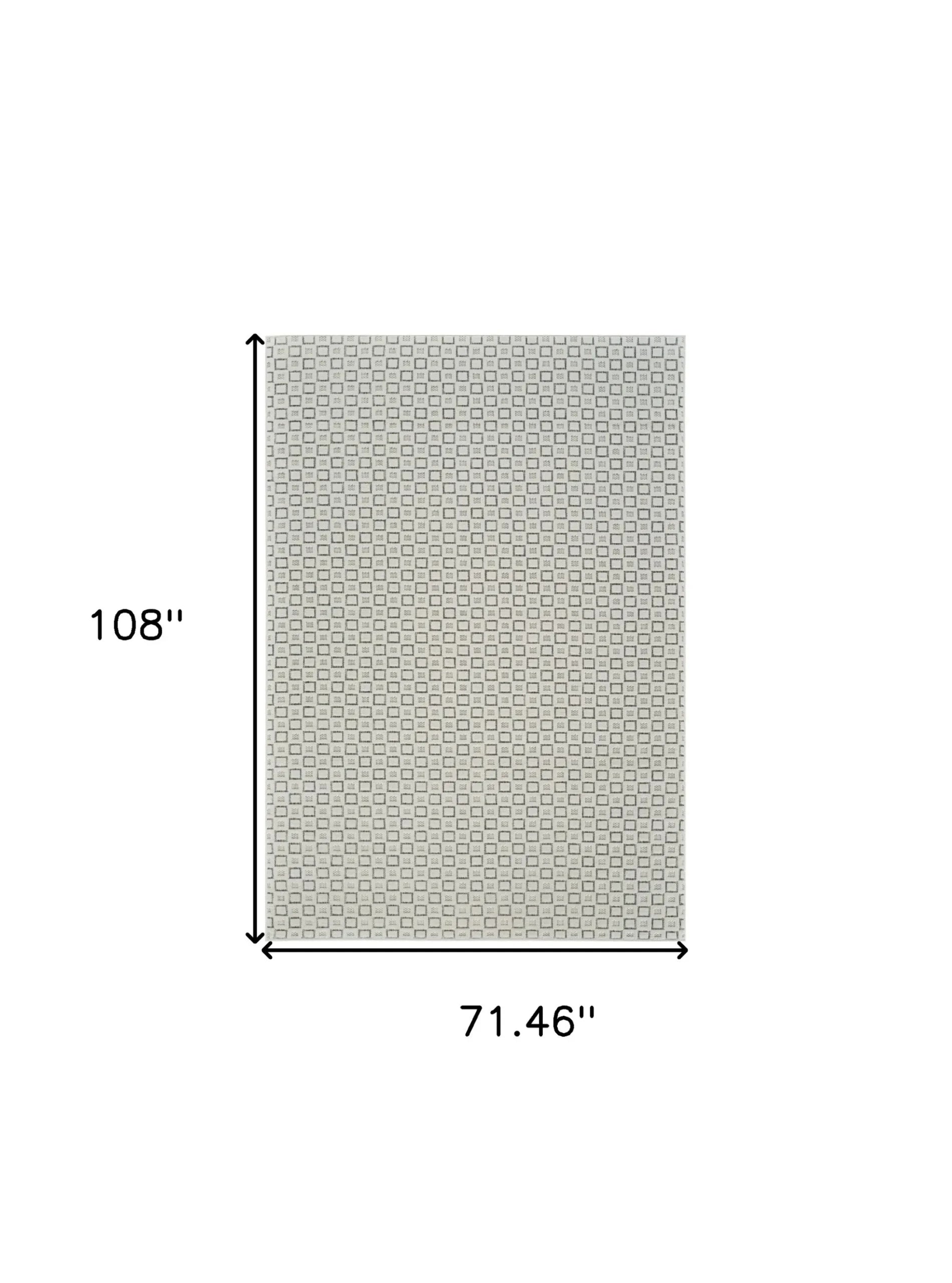 6′ X 9′ Cream and Beige Geometric Distressed Indoor Outdoor Area Rug — view 3