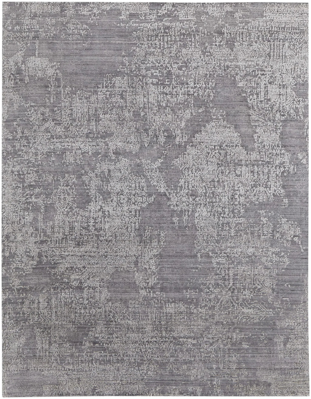 3′ X 5′ Gray Abstract Hand Woven Worn Faded Area Rug — view 2