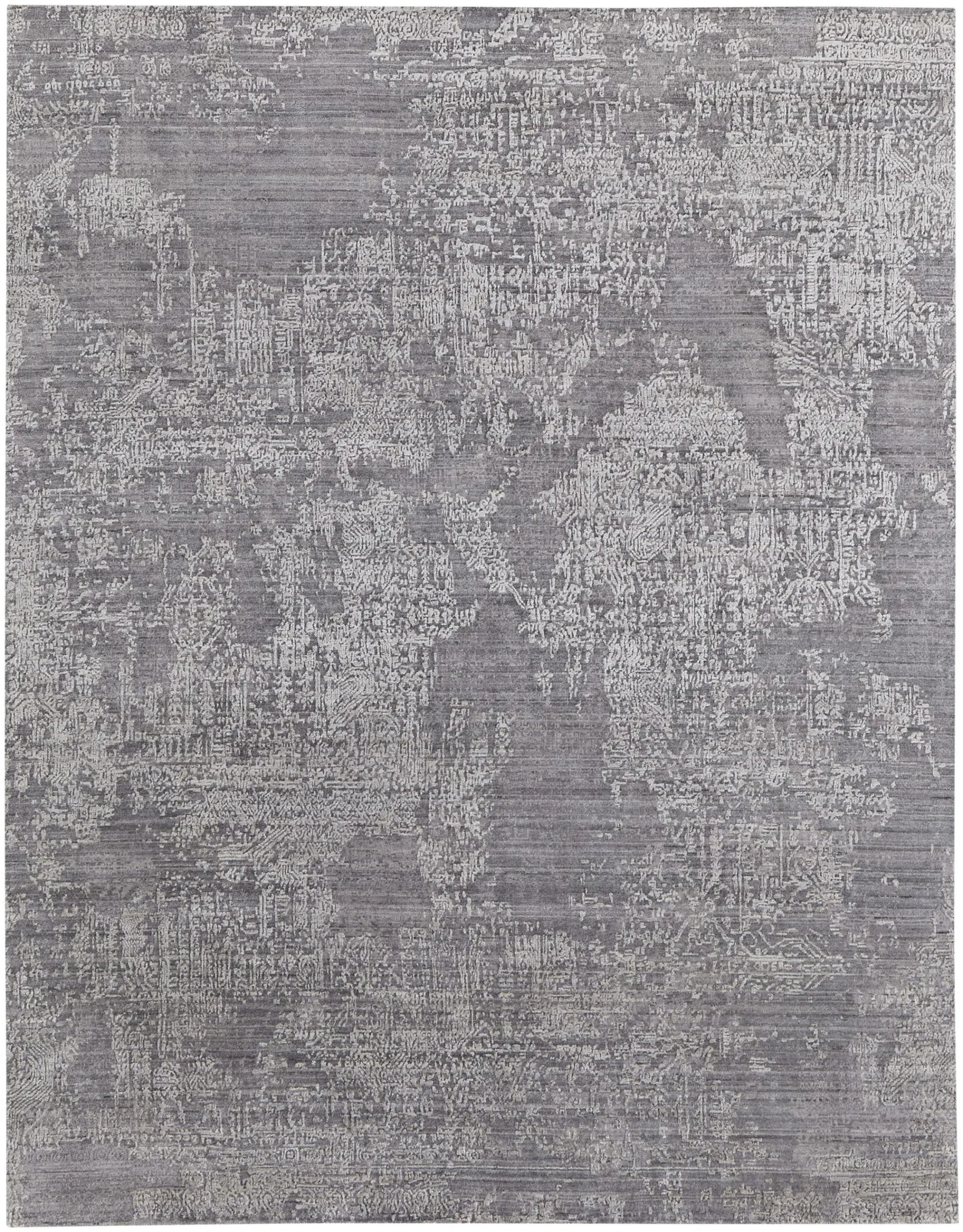 3′ X 5′ Gray Abstract Hand Woven Worn Faded Area Rug — view 2