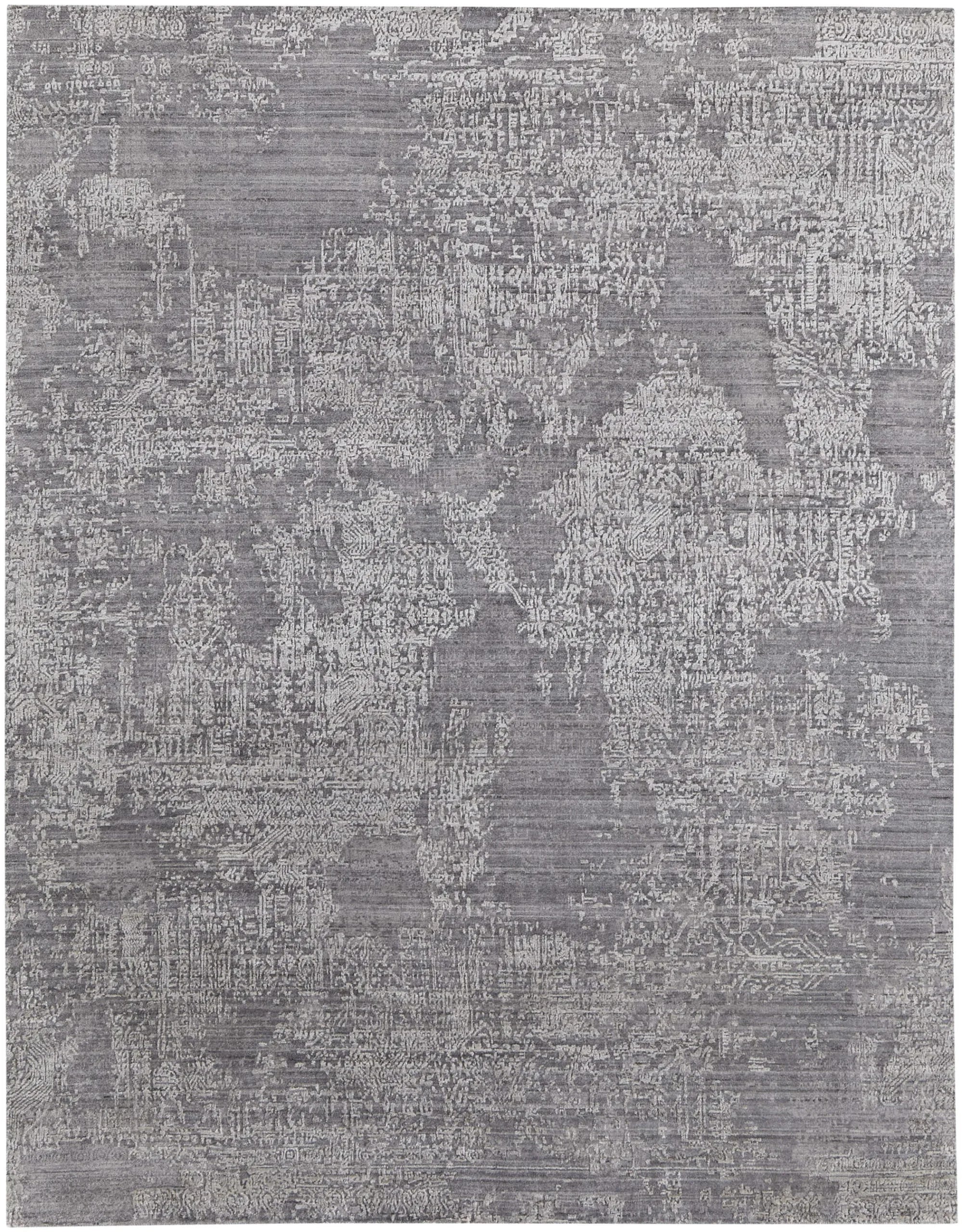 3′ X 5′ Gray Abstract Hand Woven Worn Faded Area Rug — view 2