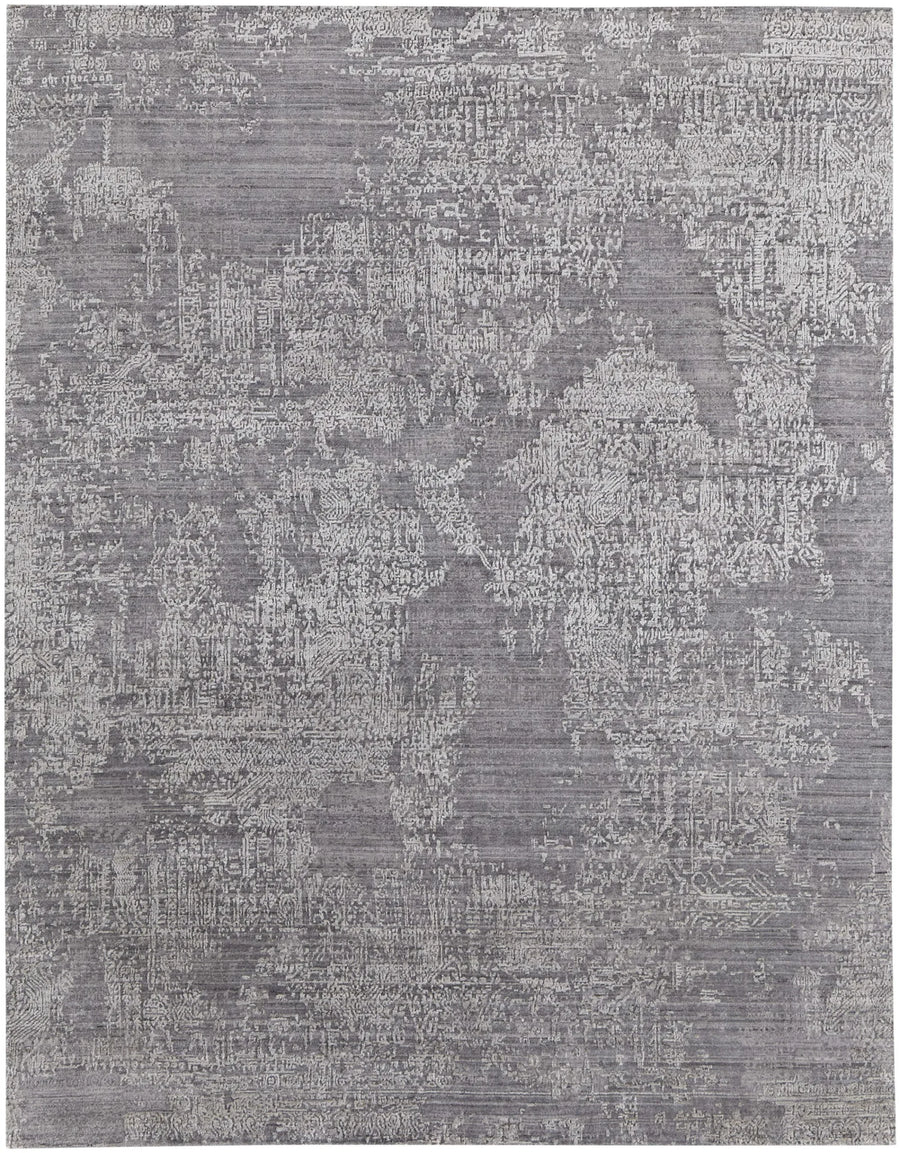 3′ X 5′ Gray Abstract Hand Woven Worn Faded Area Rug — view 2