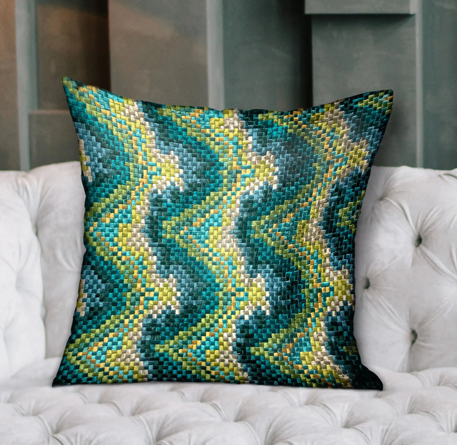 Plutus Montage Haven Green Geometric Luxury Throw Pillow — view 2