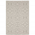 7′ X 9′ Gray and Ivory Floral Stain Resistant Indoor Outdoor Area Rug