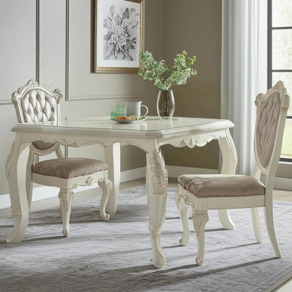 Set of Two Upholstered Faux Leather And Solid Wood Dining Side Chairs