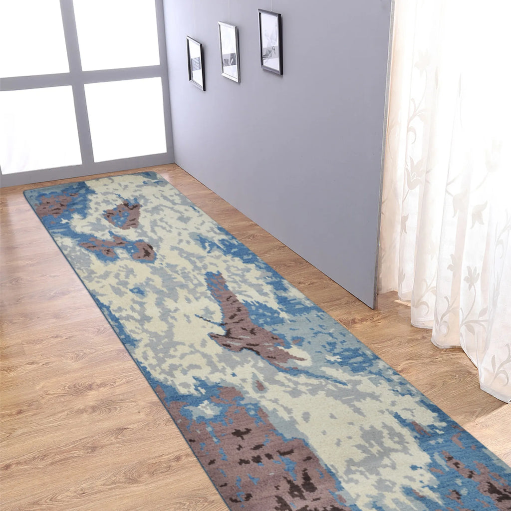 Rugsotic Carpets Hand Knotted Wool 2’6”x10′ Runner Area Rug Abstract