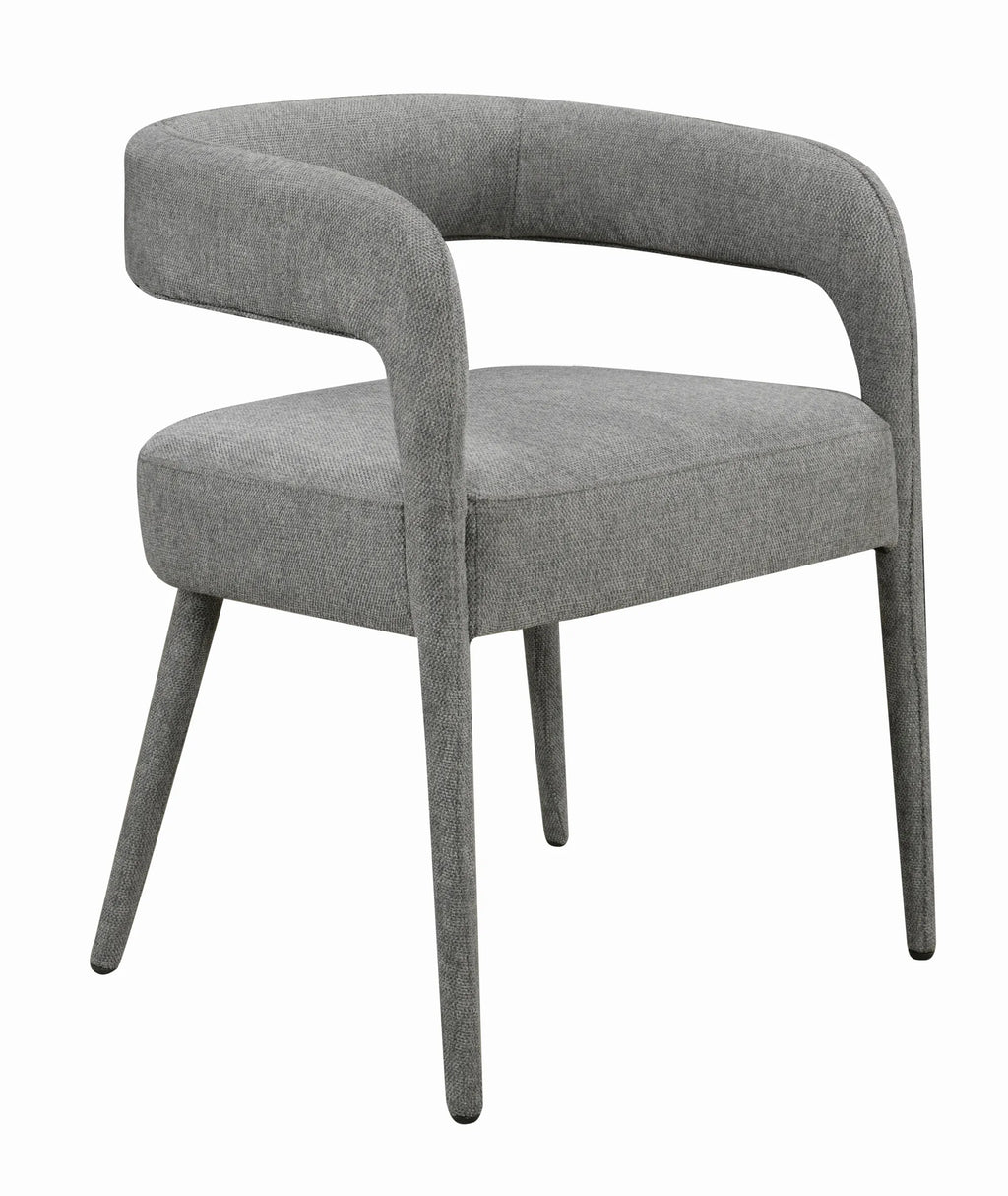 Set of Two Dark Gray Upholstered Linen Open Back Dining Side Chairs — view 3