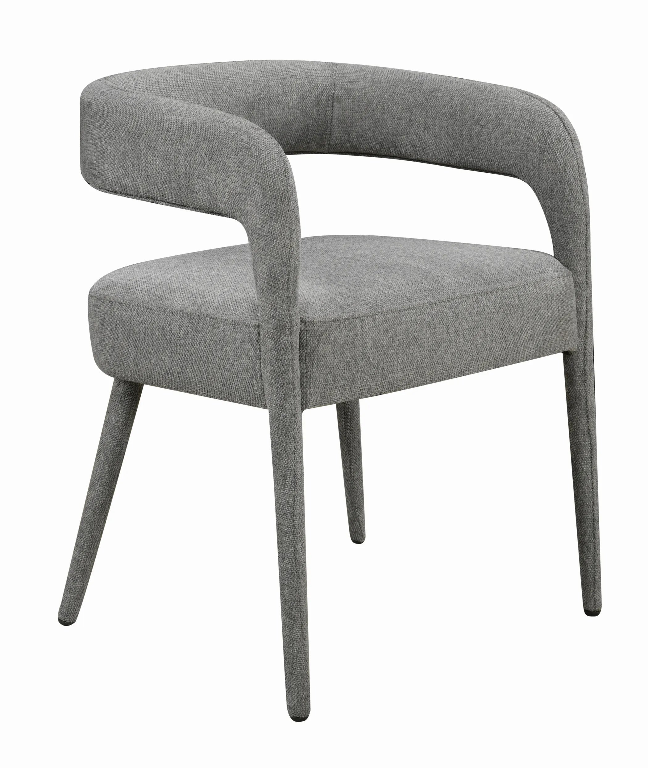 Set of Two Dark Gray Upholstered Linen Open Back Dining Side Chairs — view 3