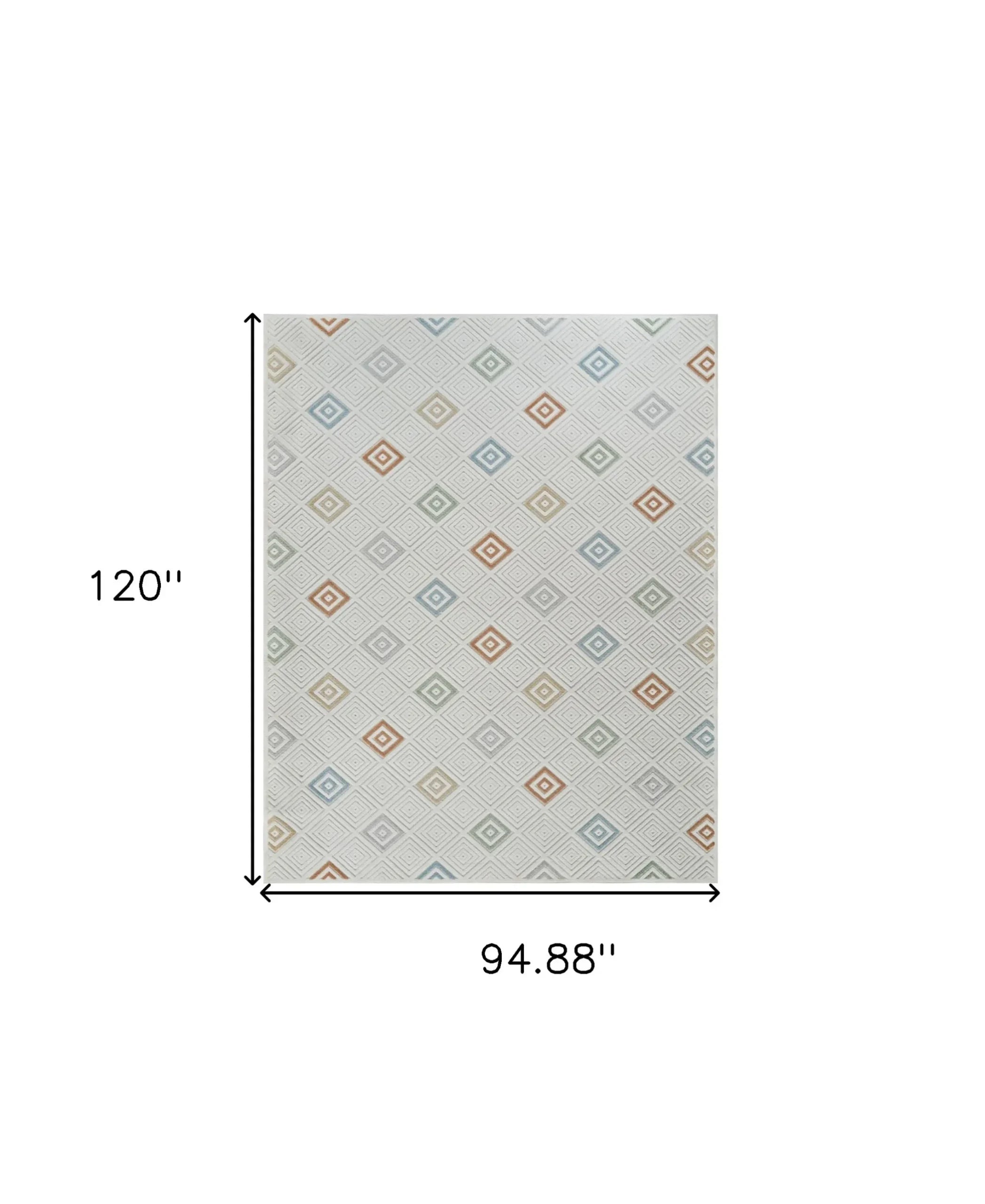 8′ X 10′ Cream and Beige Geometric Distressed Indoor Outdoor Area Rug — view 3