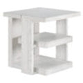 Sunset Trading Dover 24″ Large Square Side End Table with Storage Shelves | Cerused White Oak Wood