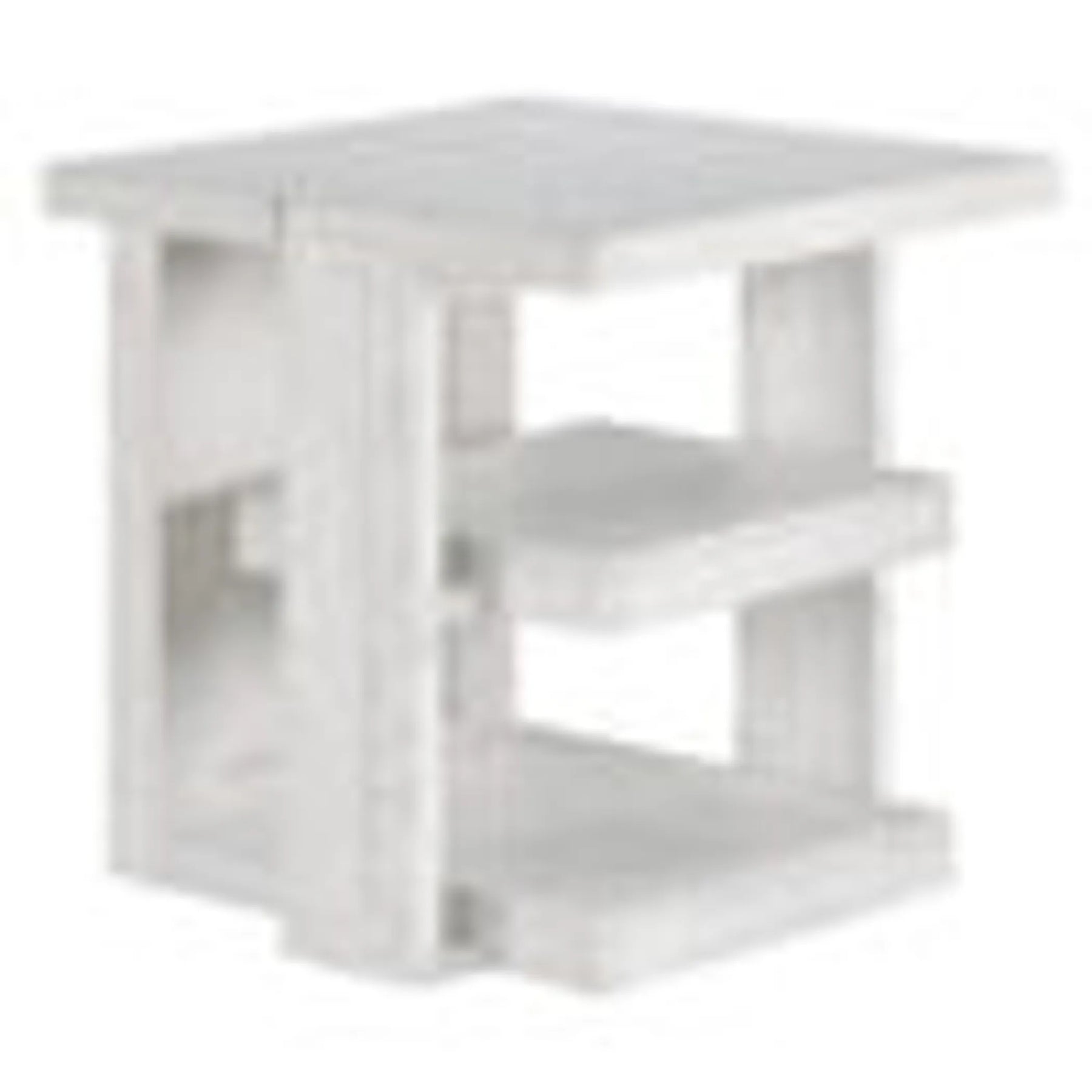 Sunset Trading Dover 24″ Large Square Side End Table with Storage Shelves | Cerused White Oak Wood