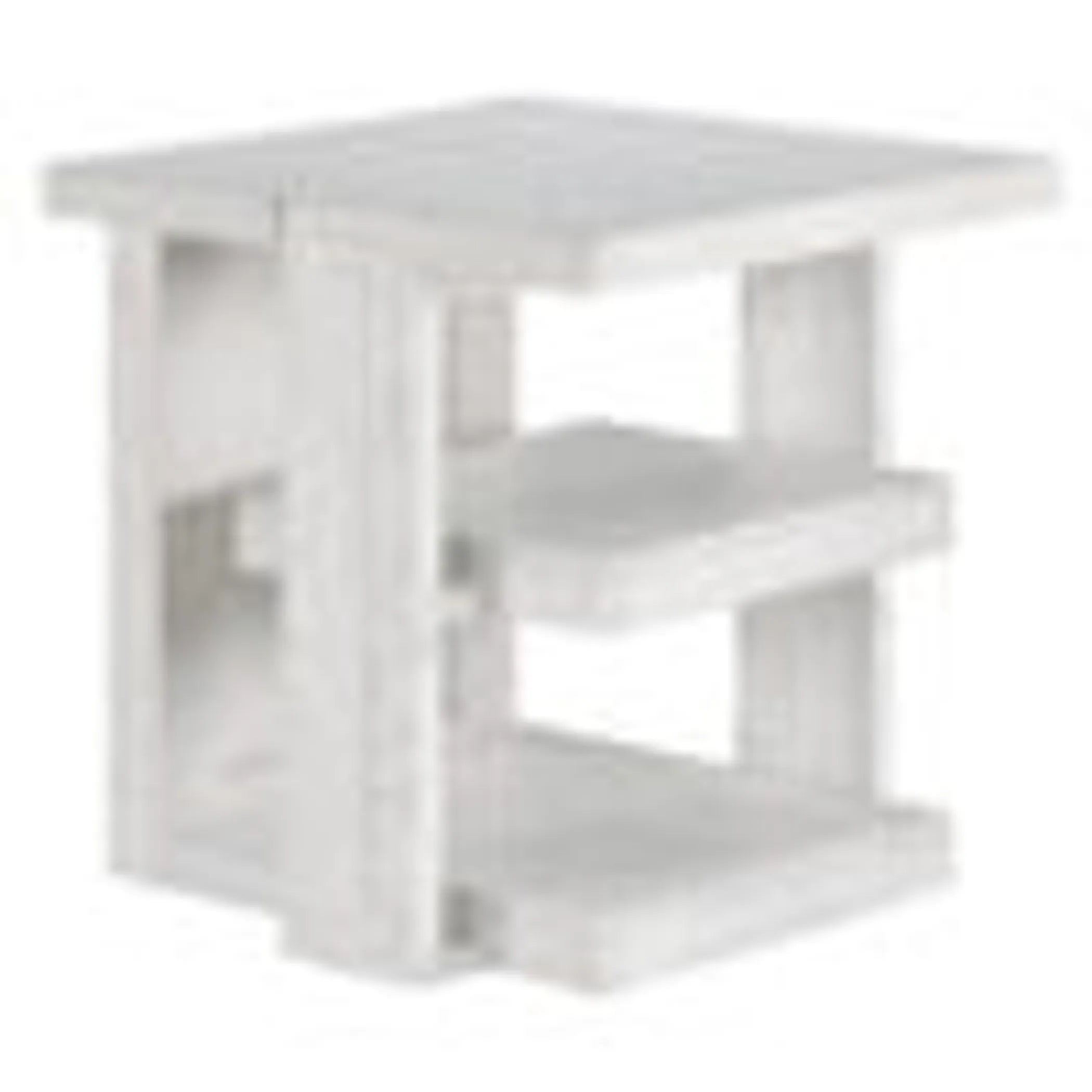Sunset Trading Dover 24″ Large Square Side End Table with Storage Shelves | Cerused White Oak Wood