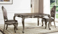 Set of Two Upholstered Faux Leather And Solid Wood King Louis Back Dining Side Chairs