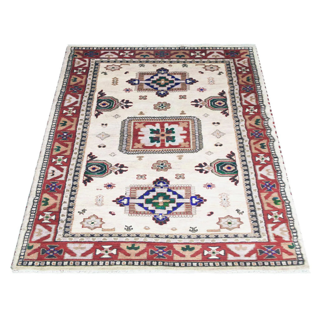 Rugsotic Carpets Hand Knotted Afghan Wool And Silk Area Rug Oriental Kazak — view 3