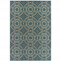 8′ x 10′ Blue and Gray Geometric Stain Resistant Indoor Outdoor Area Rug