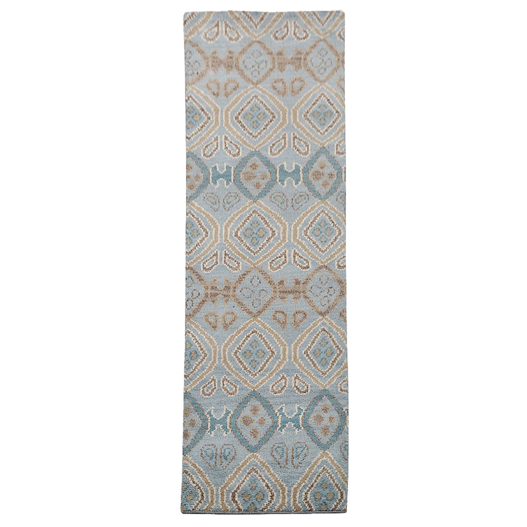 Rugsotic Carpets Hand Knotted Wool 2’6”x10′ Runner Area Rug Geometric — view 2