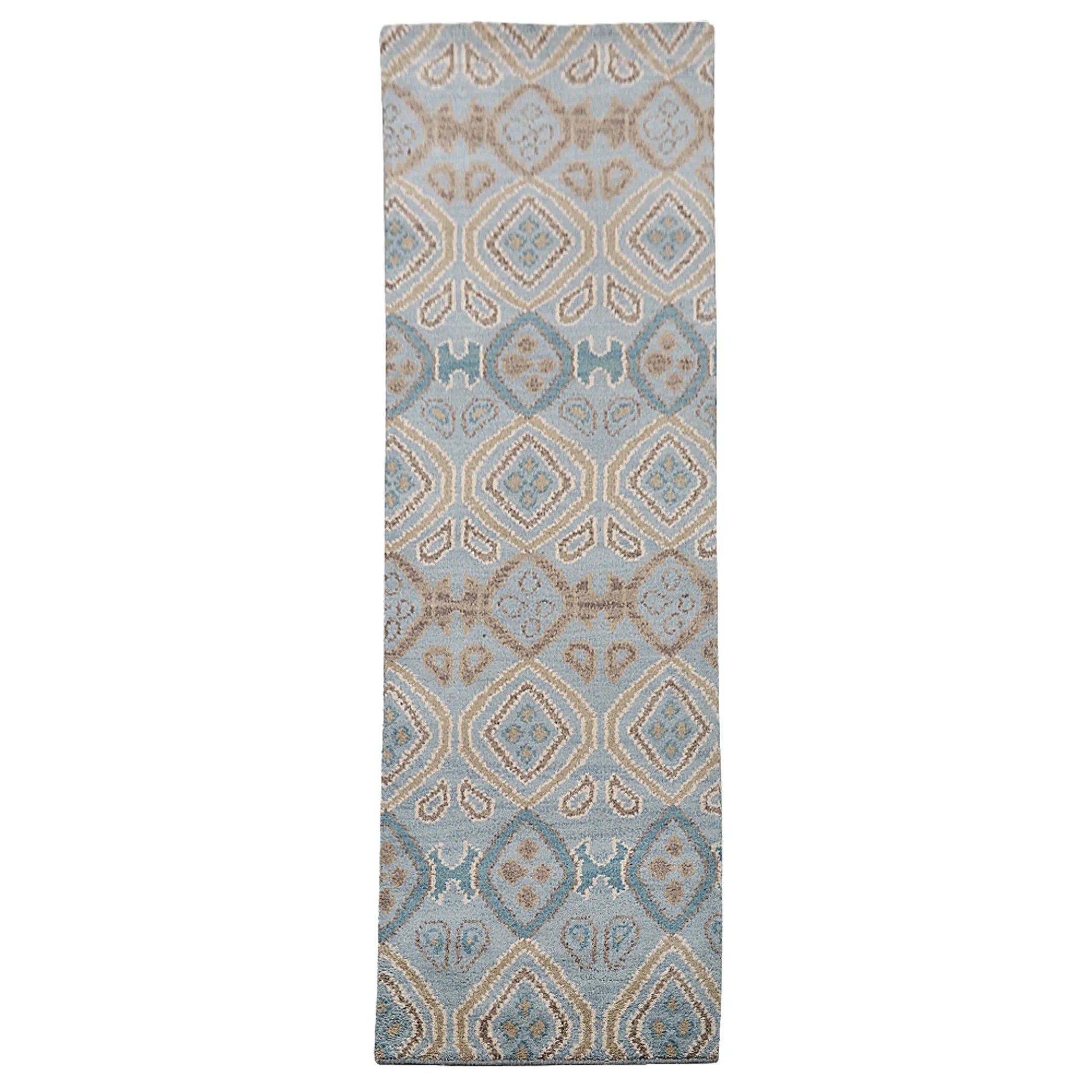 Rugsotic Carpets Hand Knotted Wool 2’6”x10′ Runner Area Rug Geometric — view 2