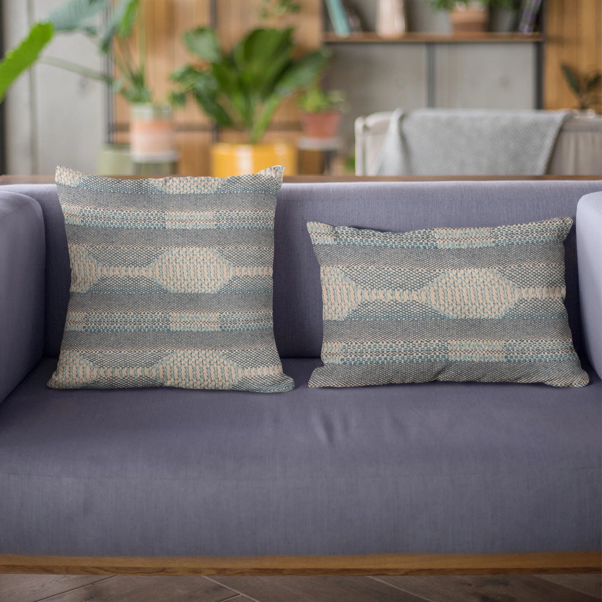 Plutus Blue Lake Stripe Luxury Throw Pillow — view 3