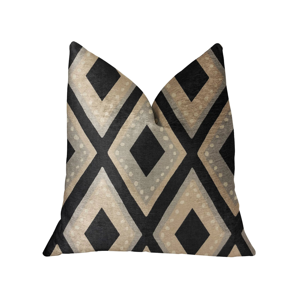 Plutus Jager Dotz Blue and Beige Luxury Throw Pillow