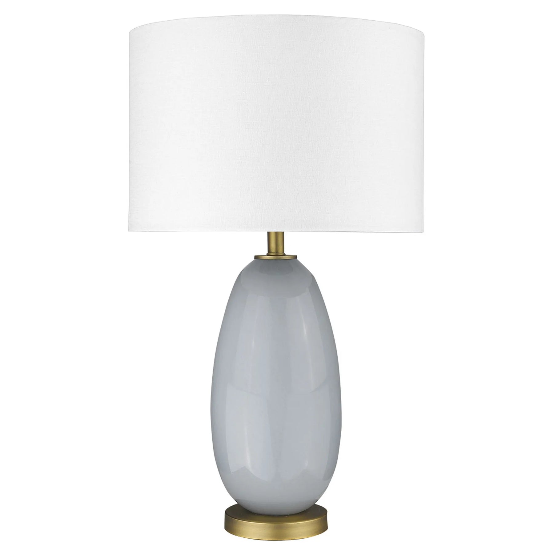 29″ Light Gray Glass Table Lamp With White Drum Shade — view 2