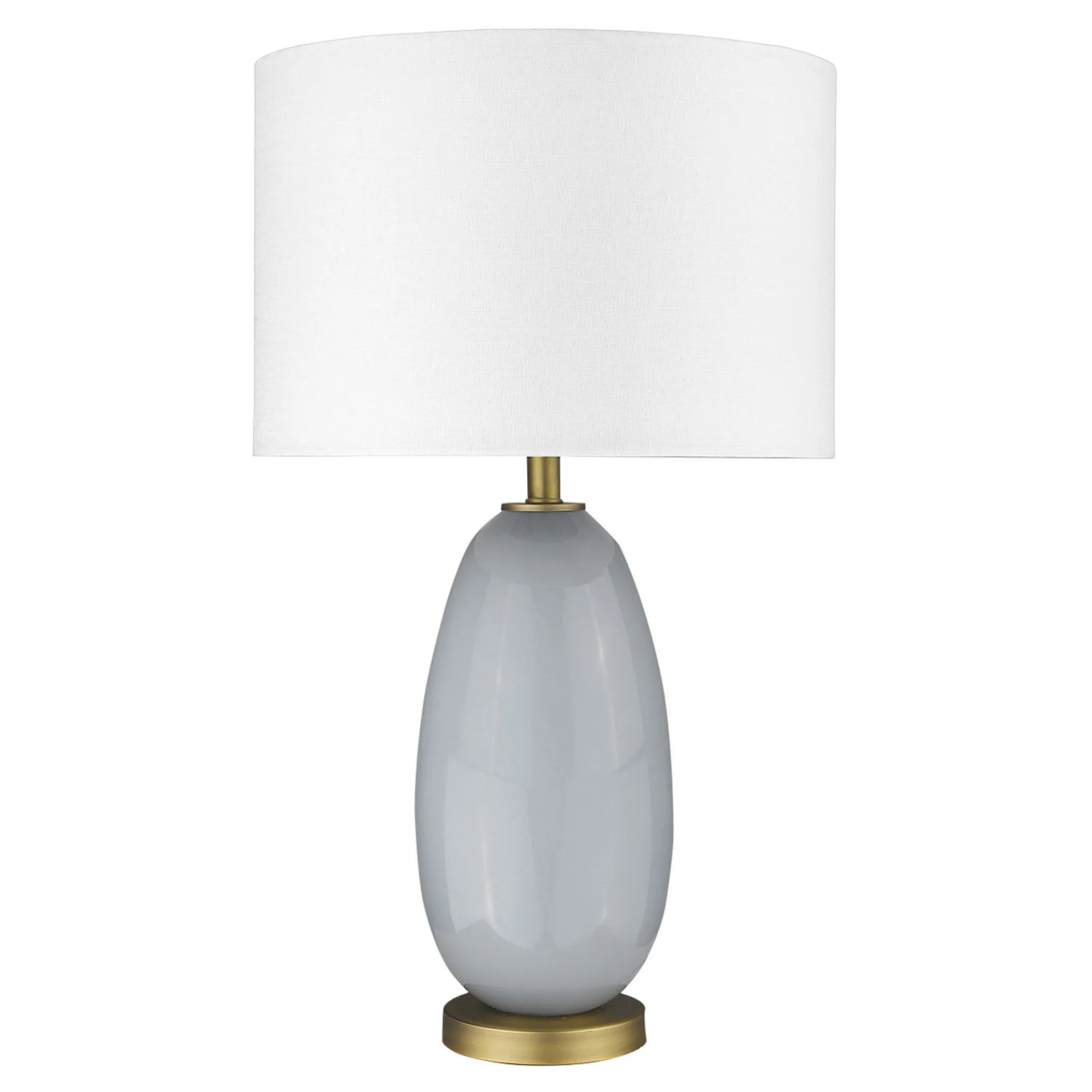 29″ Light Gray Glass Table Lamp With White Drum Shade — view 2
