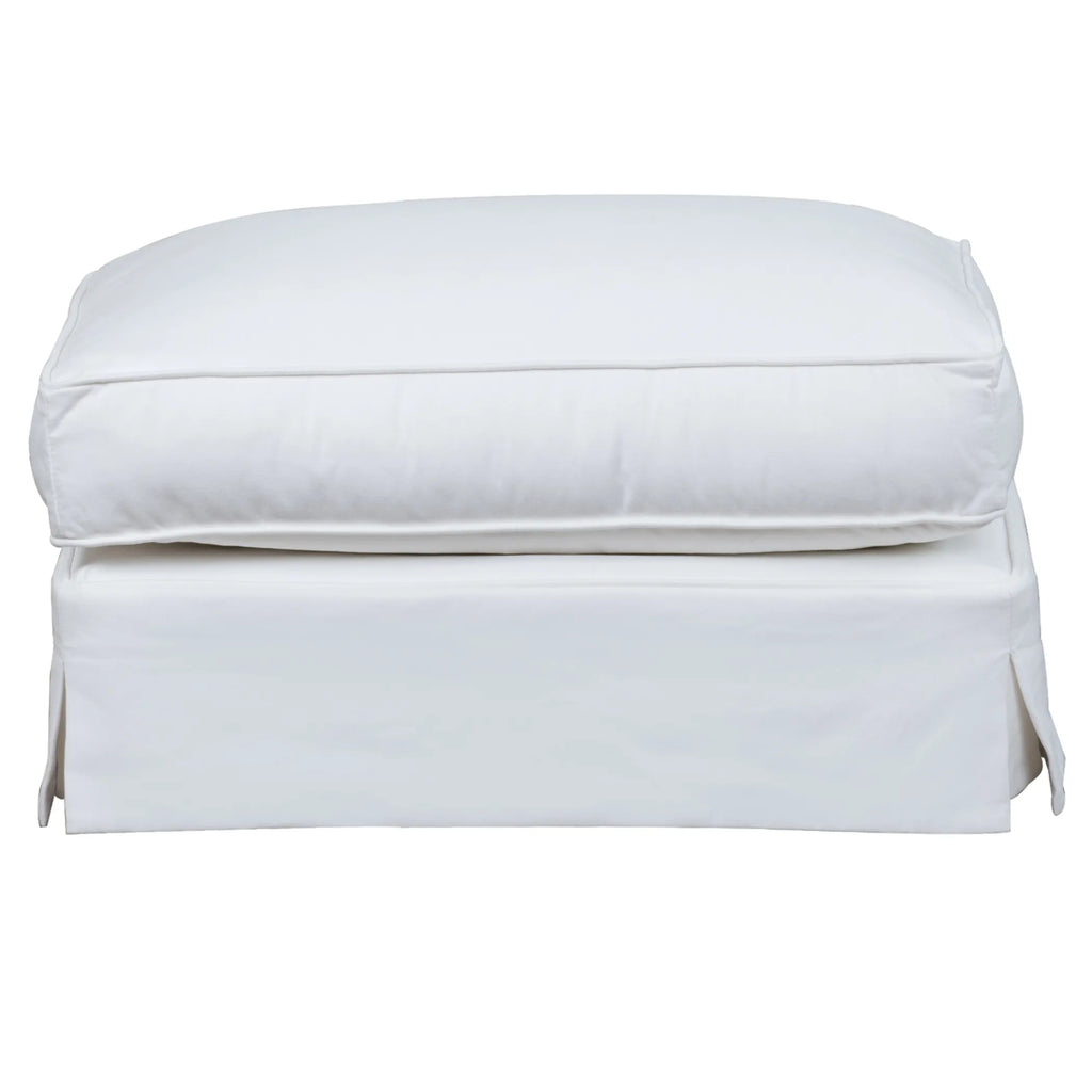 Sunset Trading Ariana Slipcovered Ottoman | Performance Fabric Washable Water-Resistant Stain-Proof | White — view 2